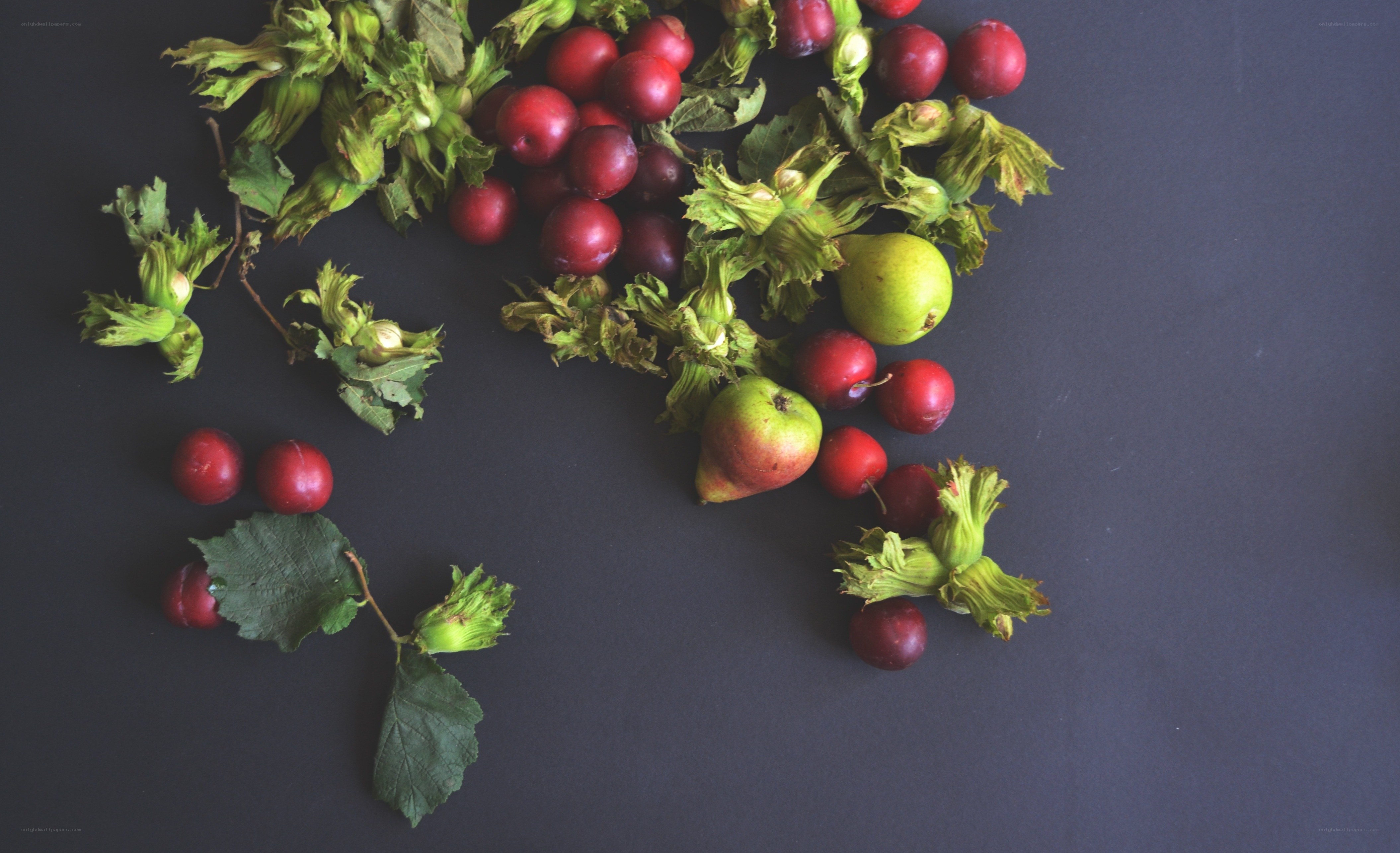 Fresh fruits and hazelnuts