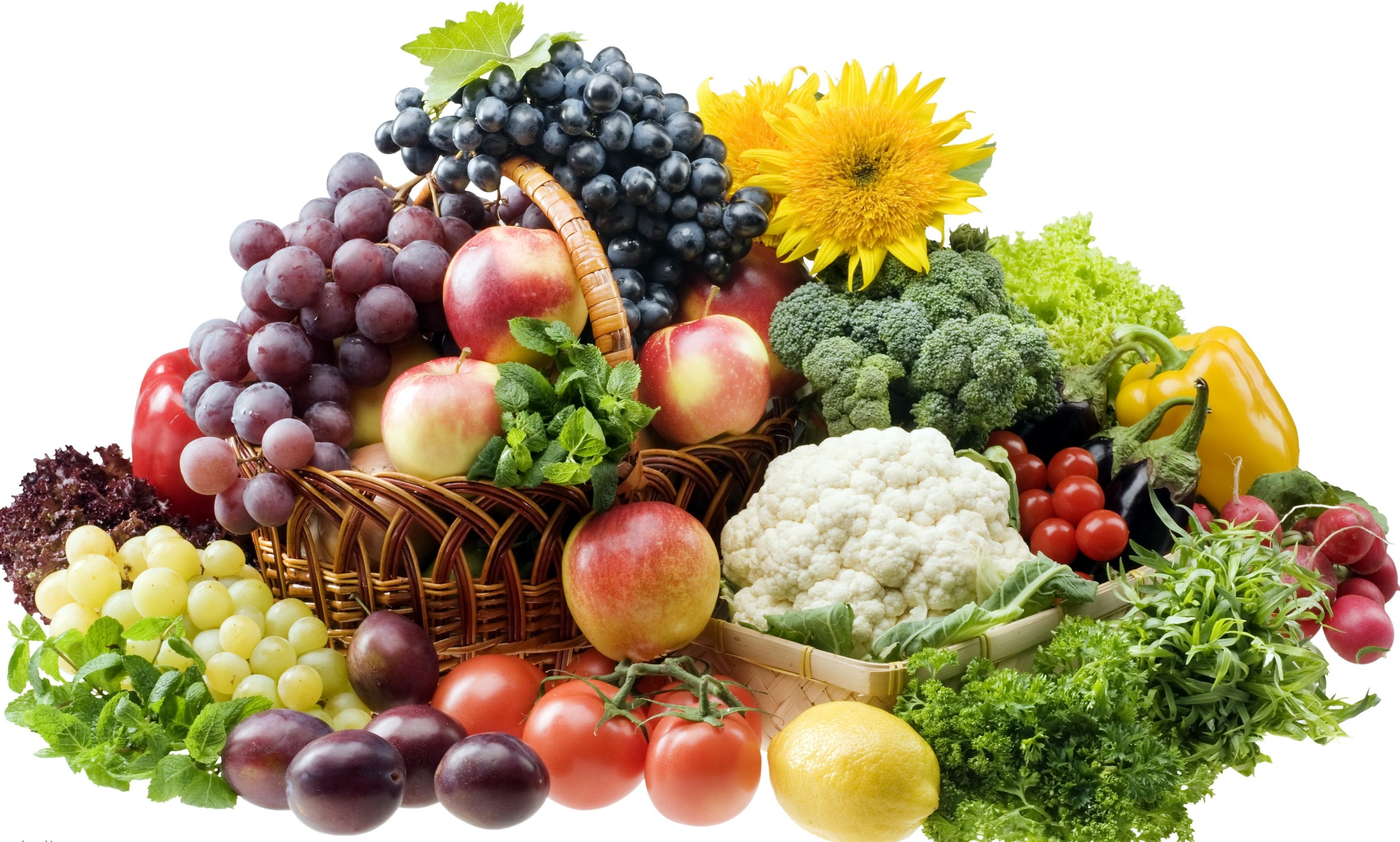 Fresh fruits and vegetables display