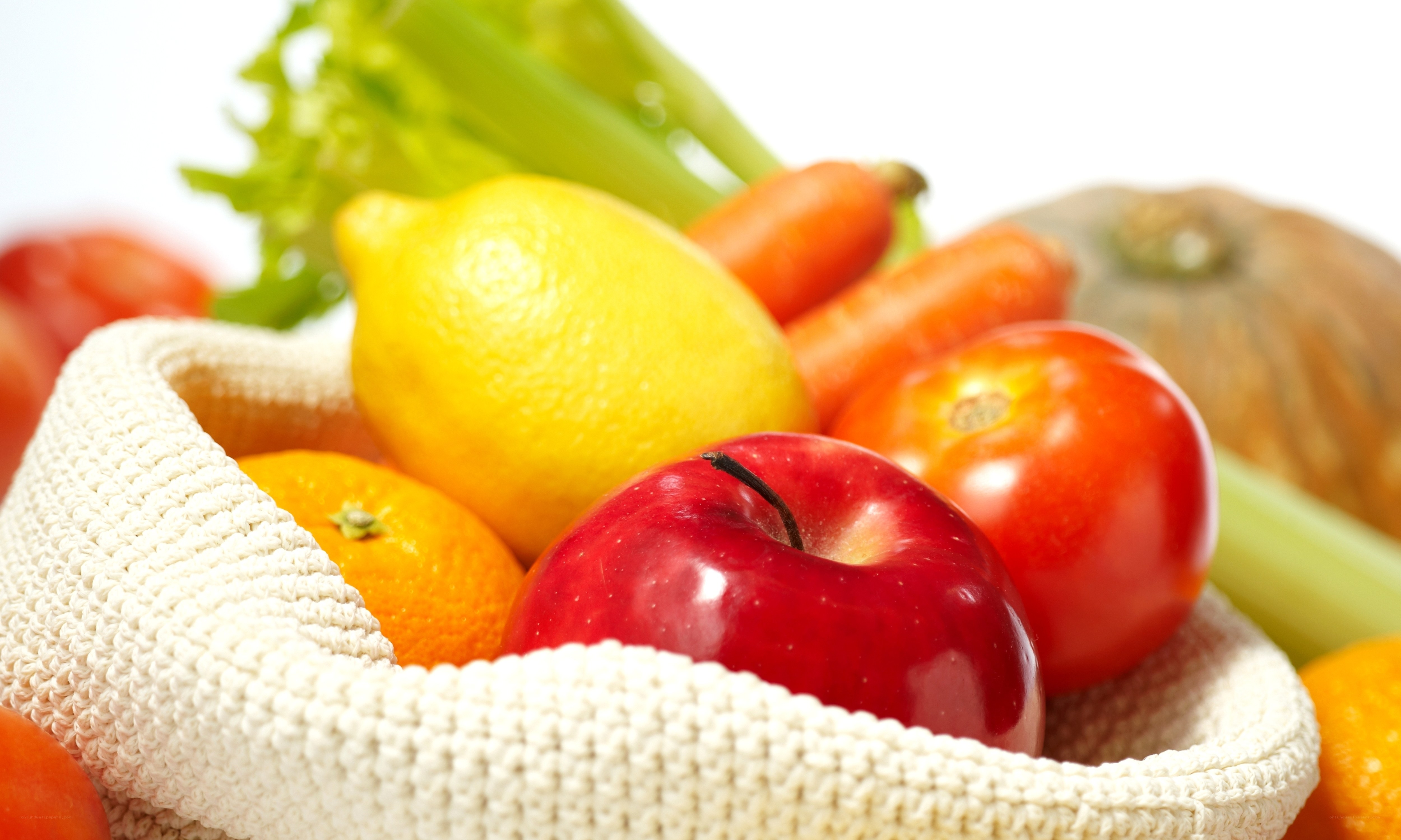 Fresh fruits and vegetables in a basket