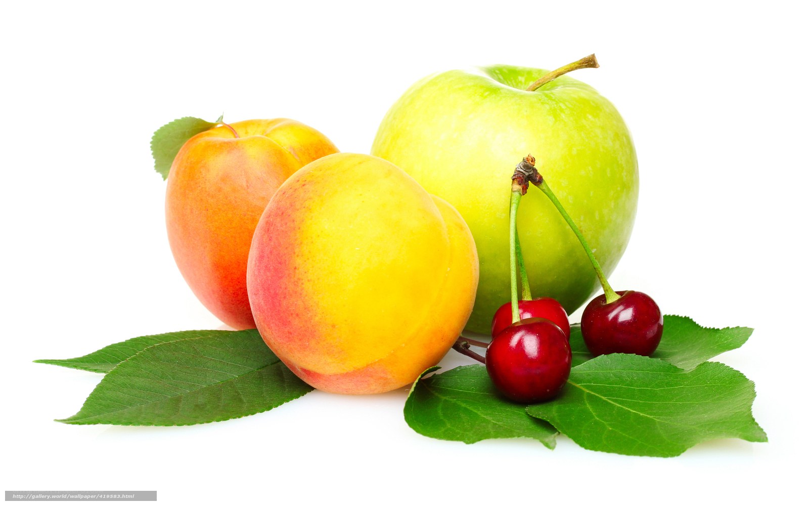 fresh fruits on white background