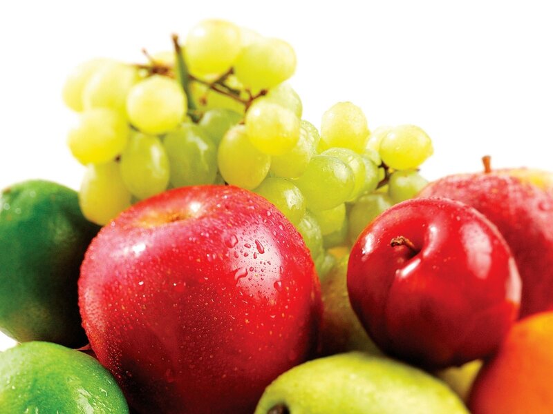 fresh fruits with water droplets