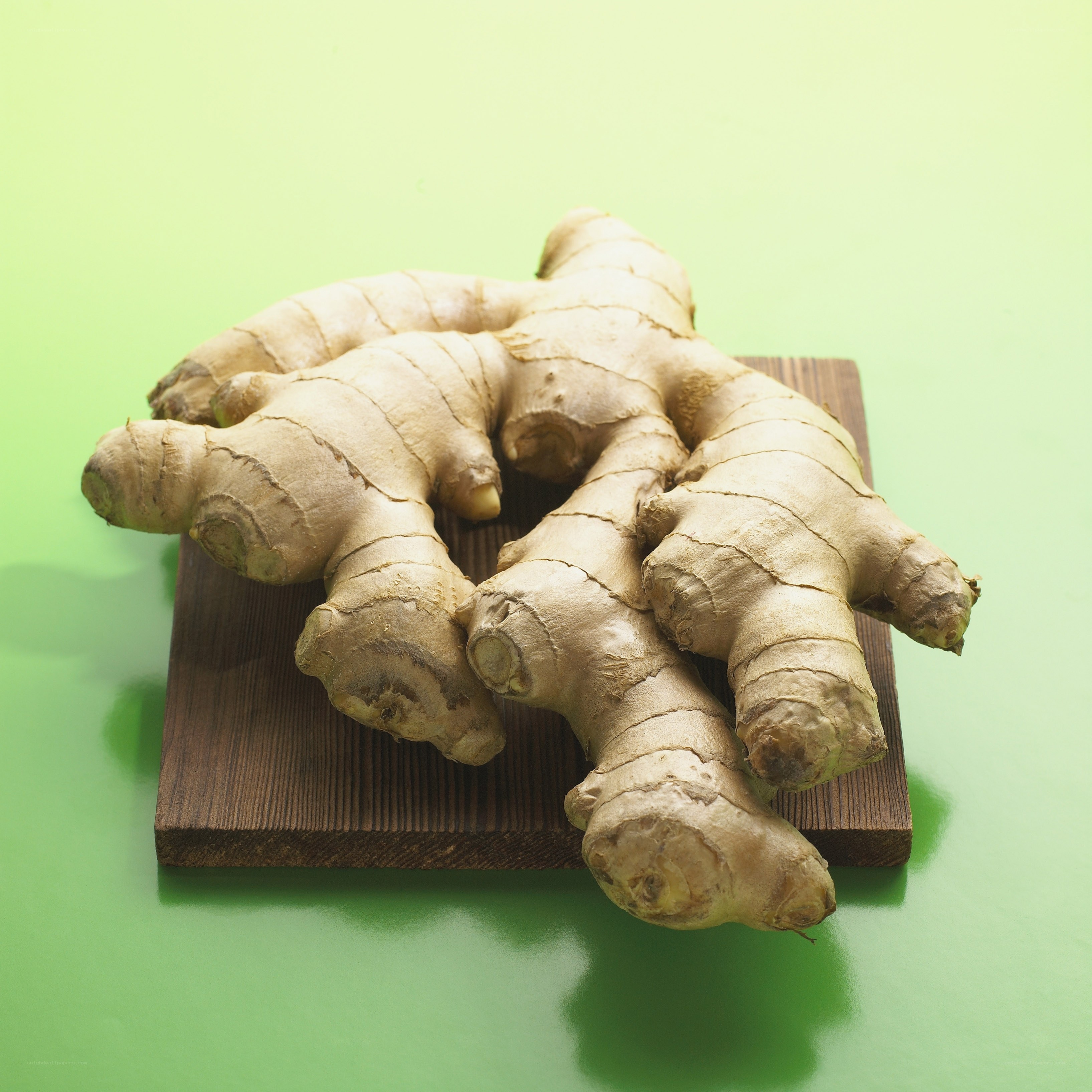 Fresh ginger root on wood