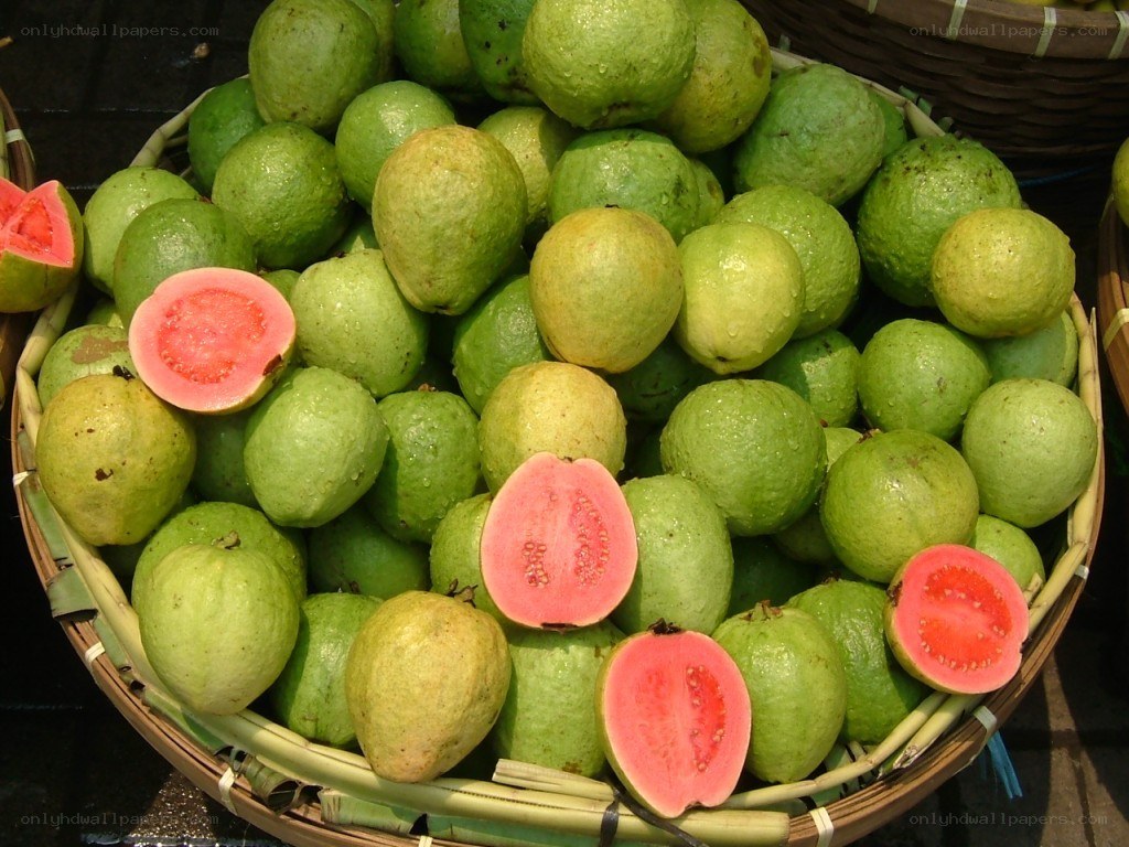 Fresh guavas in a basket