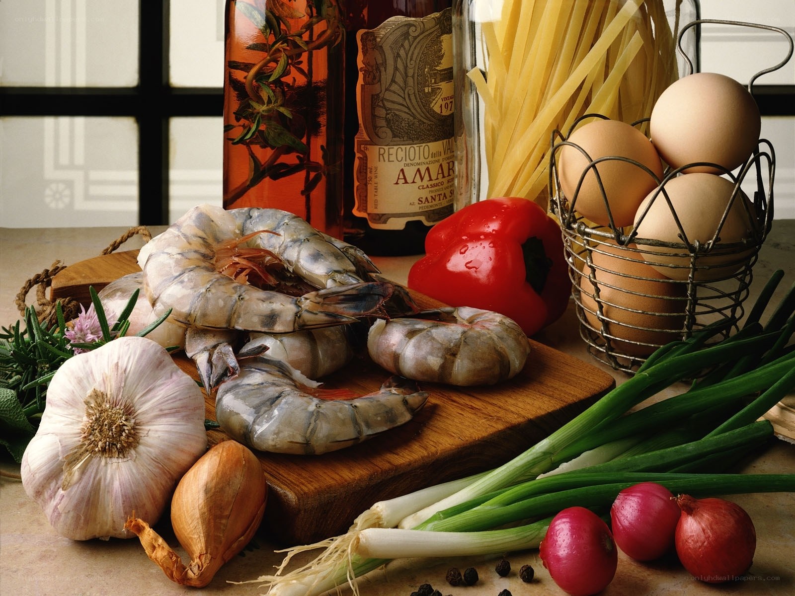 Fresh ingredients for pasta dish