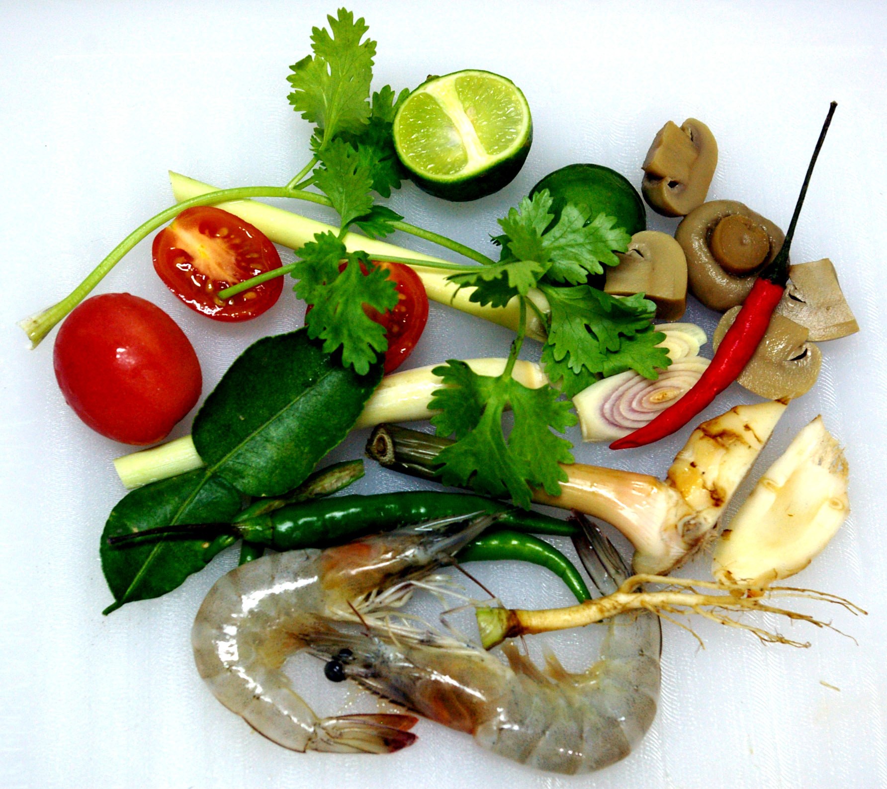 Fresh ingredients for Thai soup