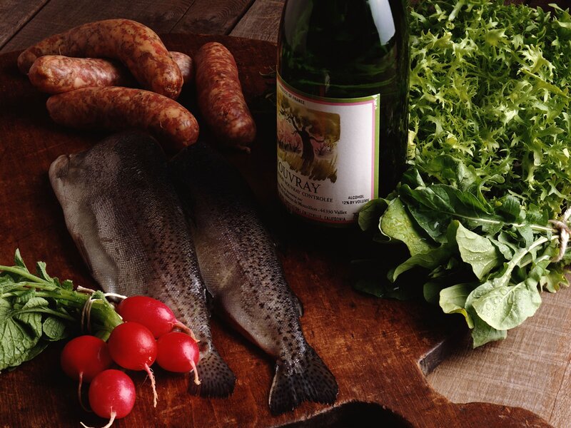 Fresh ingredients on a wooden board
