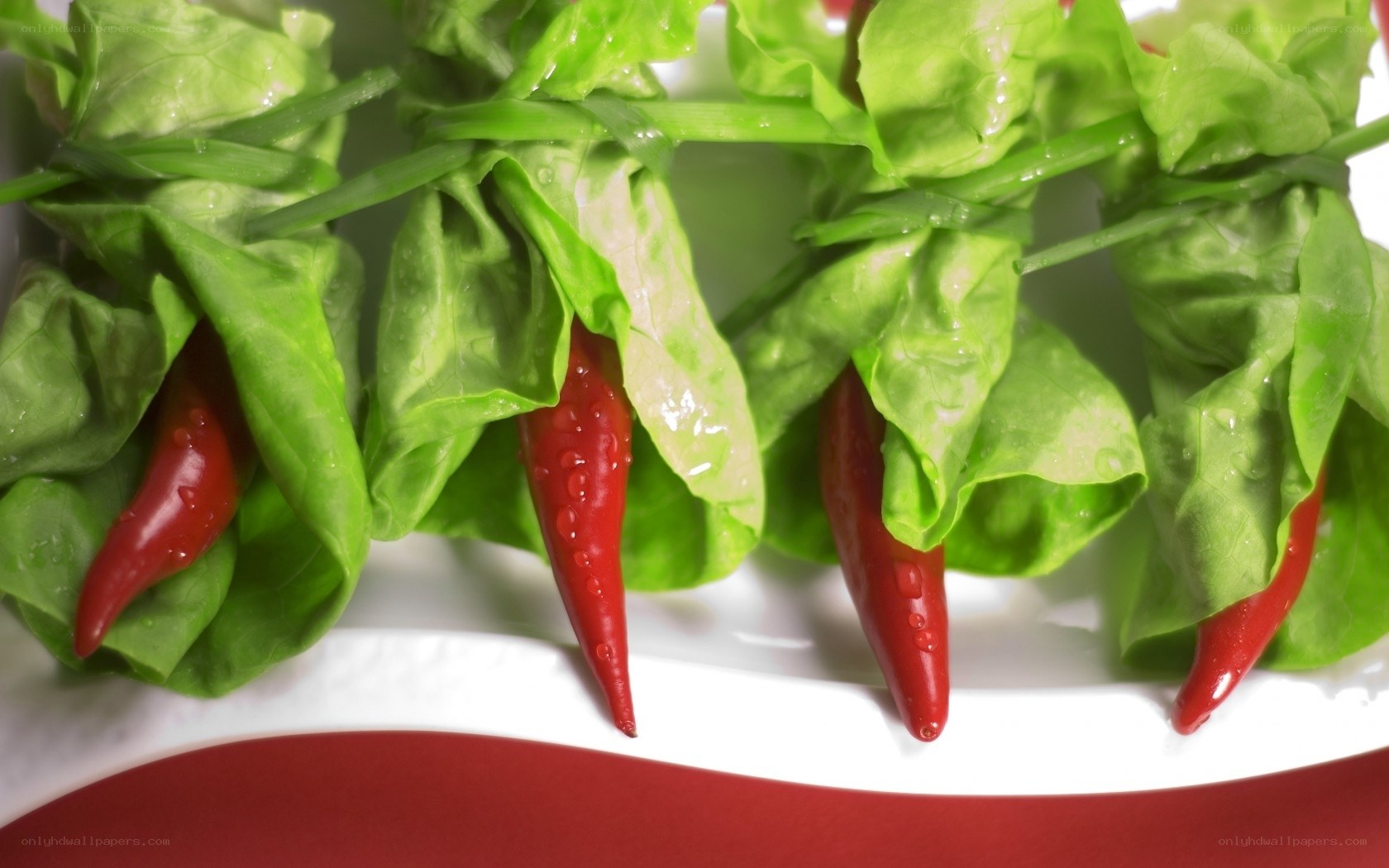 Fresh lettuce with red peppers