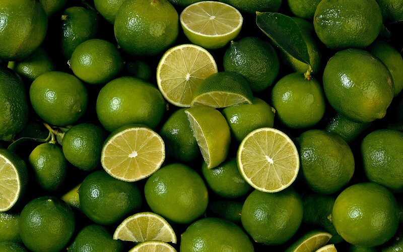 Fresh limes in a pile