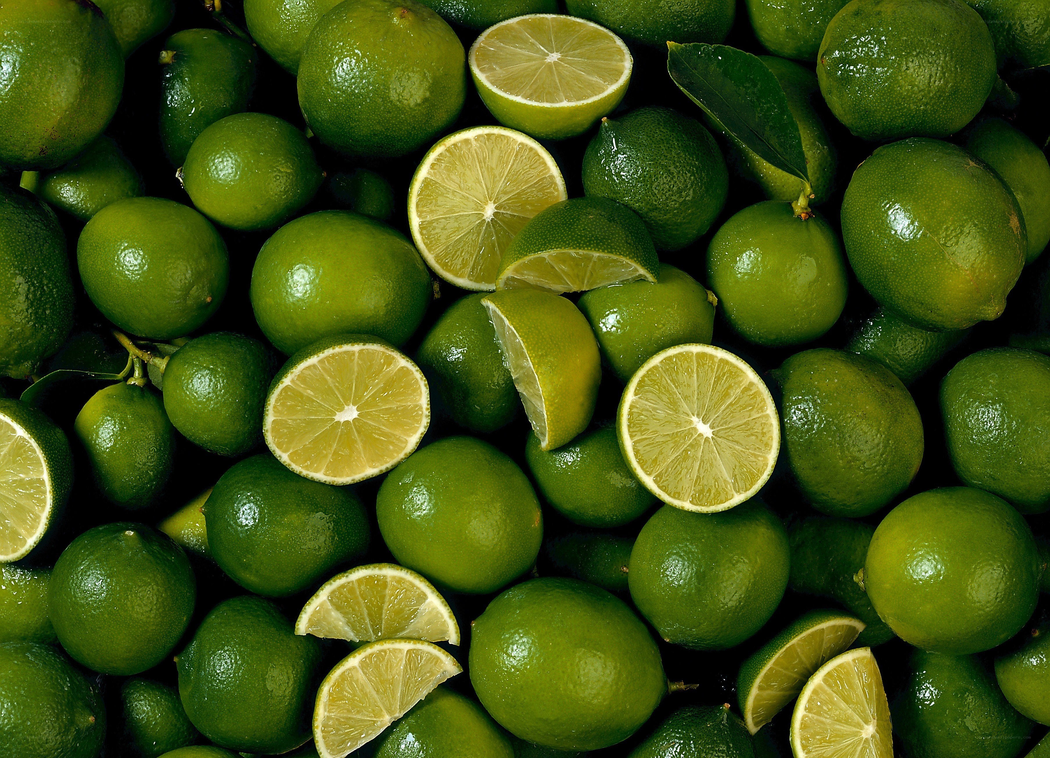 Fresh limes in a pile