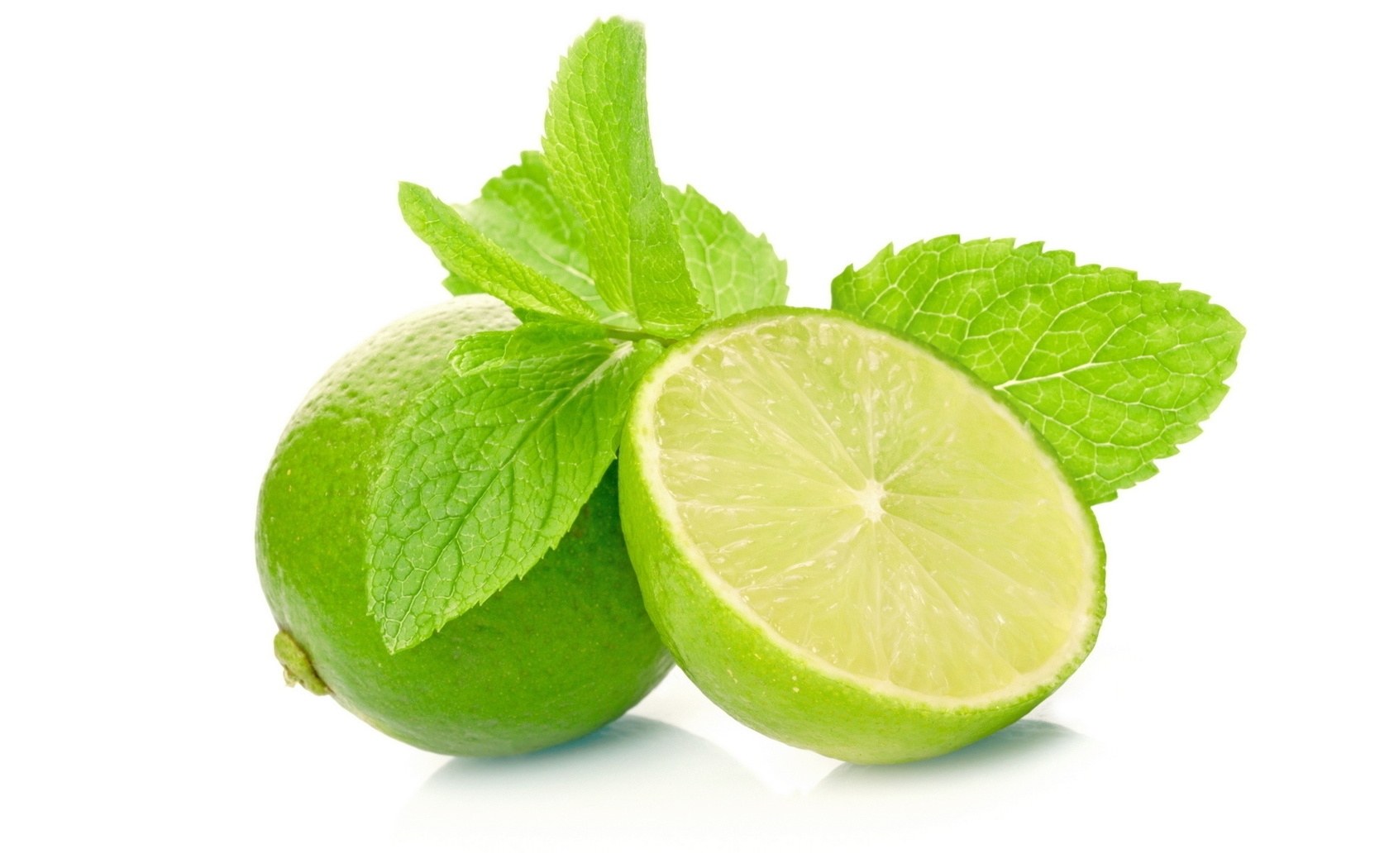Fresh limes with mint leaves