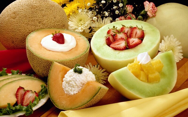 Fresh melon fruit display