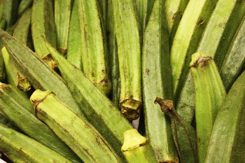 Fresh okra pods