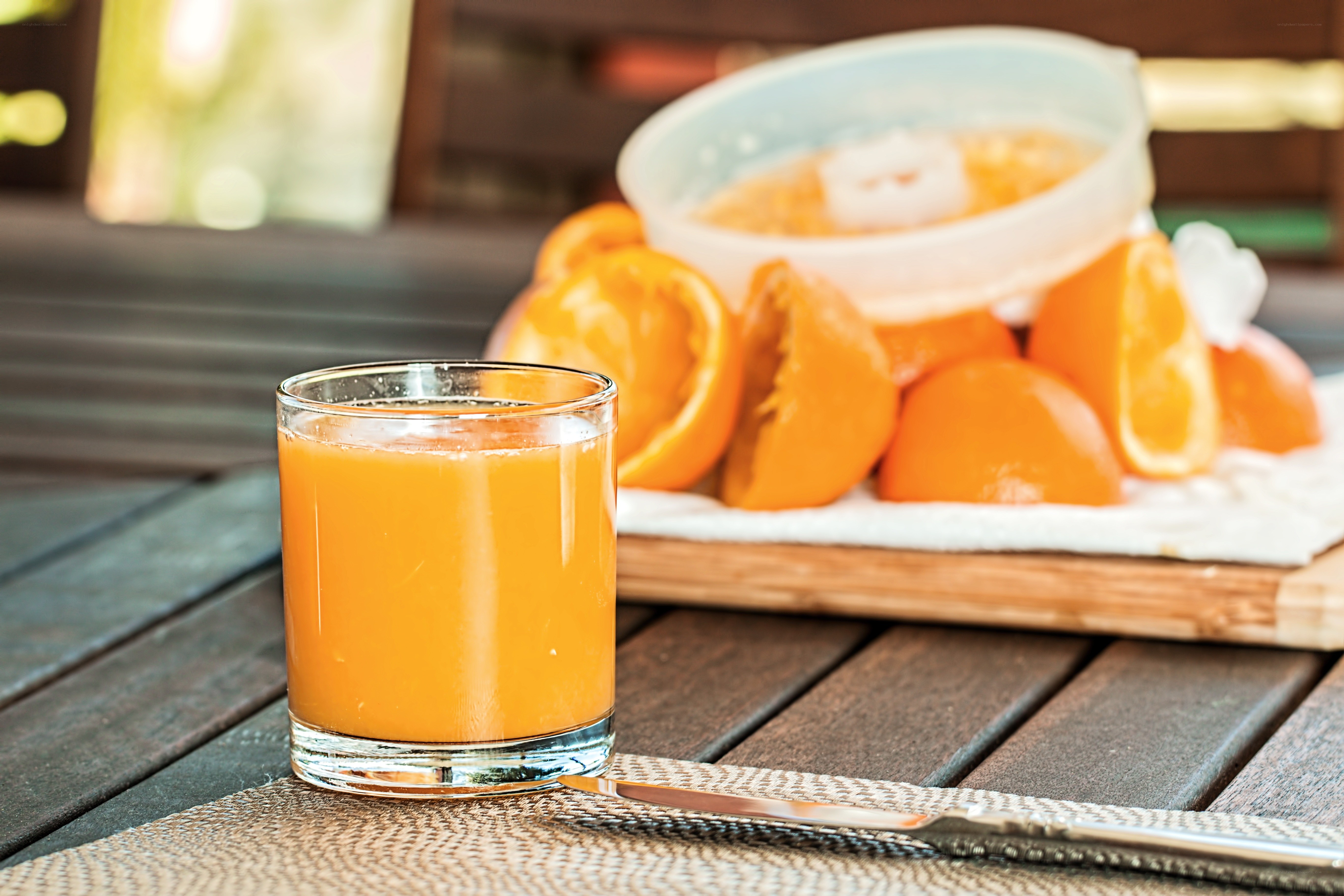 Fresh orange juice on a table