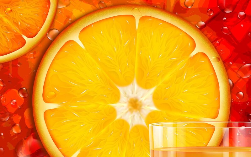 Fresh orange slice with juice