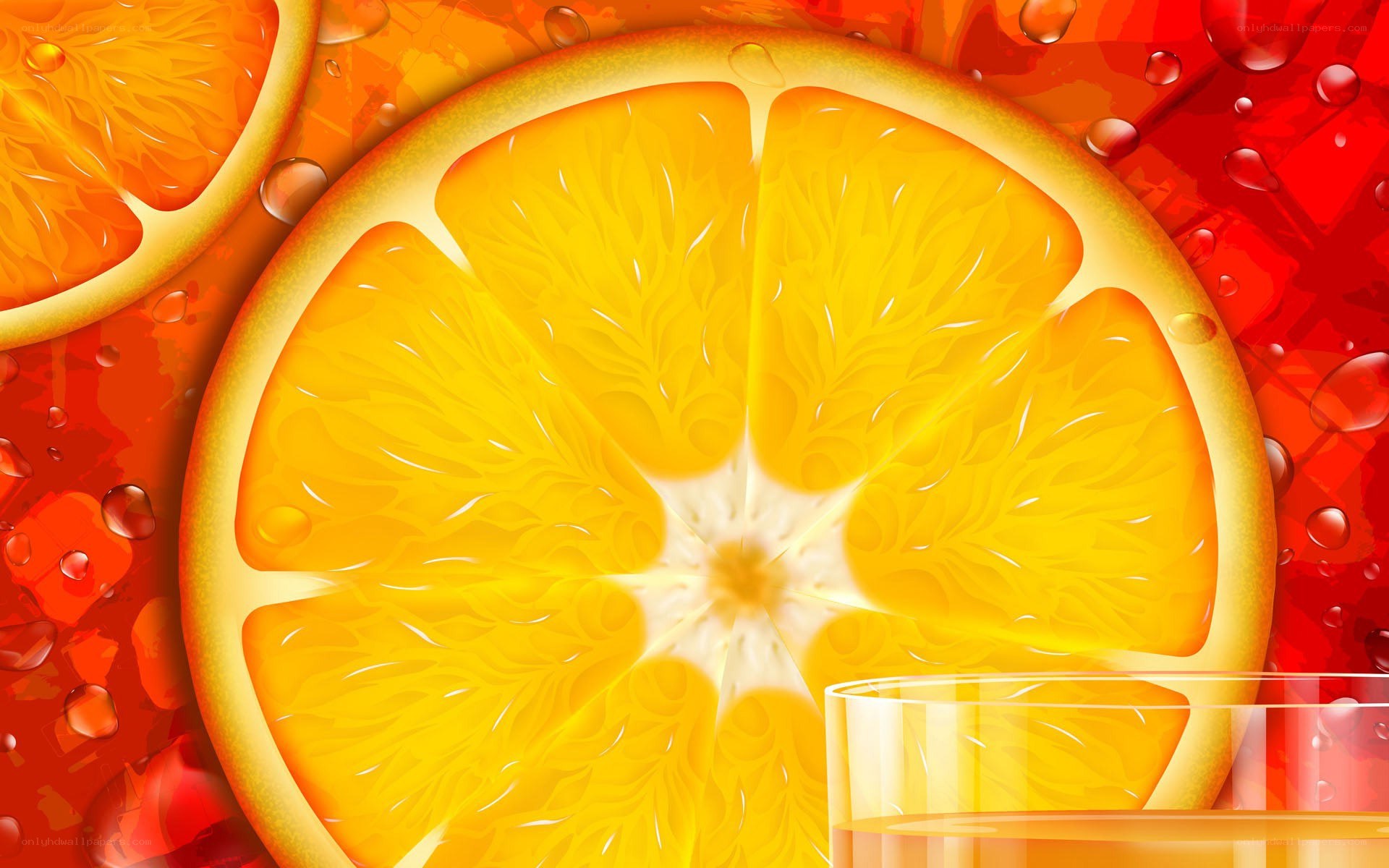 Fresh orange slice with juice
