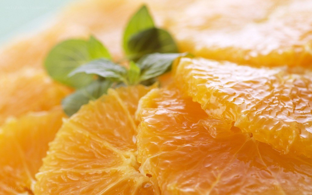 Fresh orange slices with mint