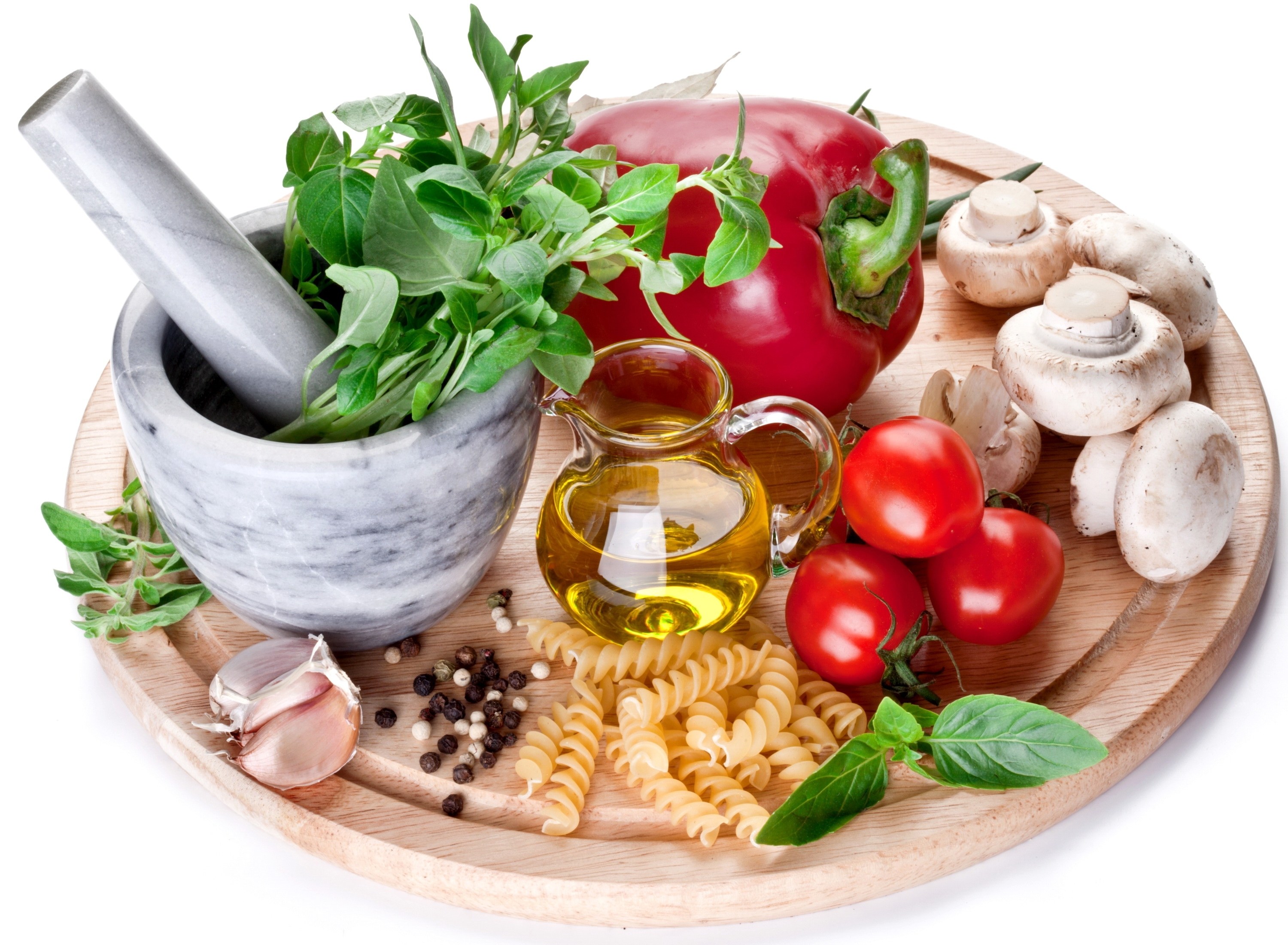 Fresh pasta ingredients on a board