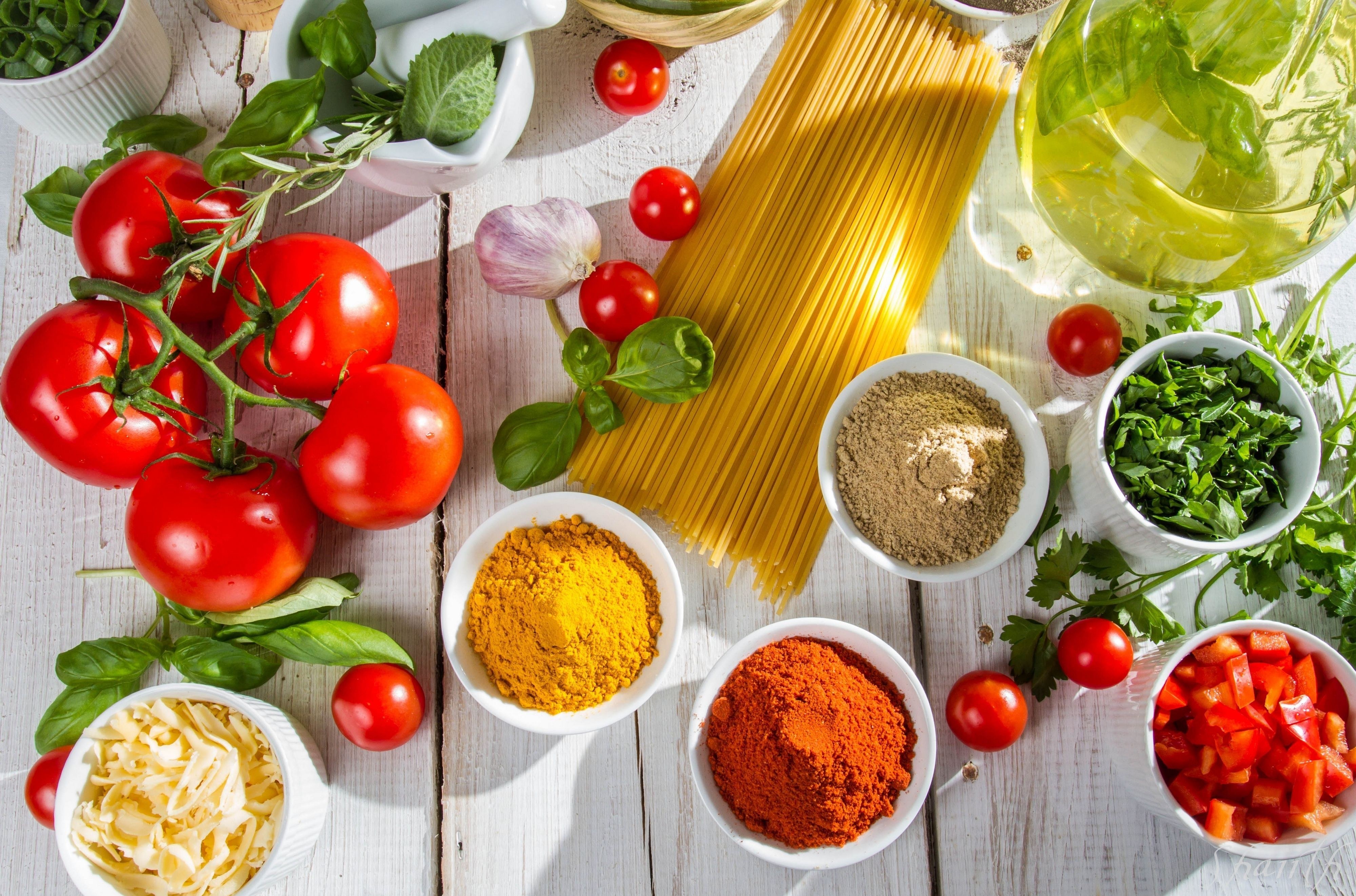 Fresh pasta ingredients on a table