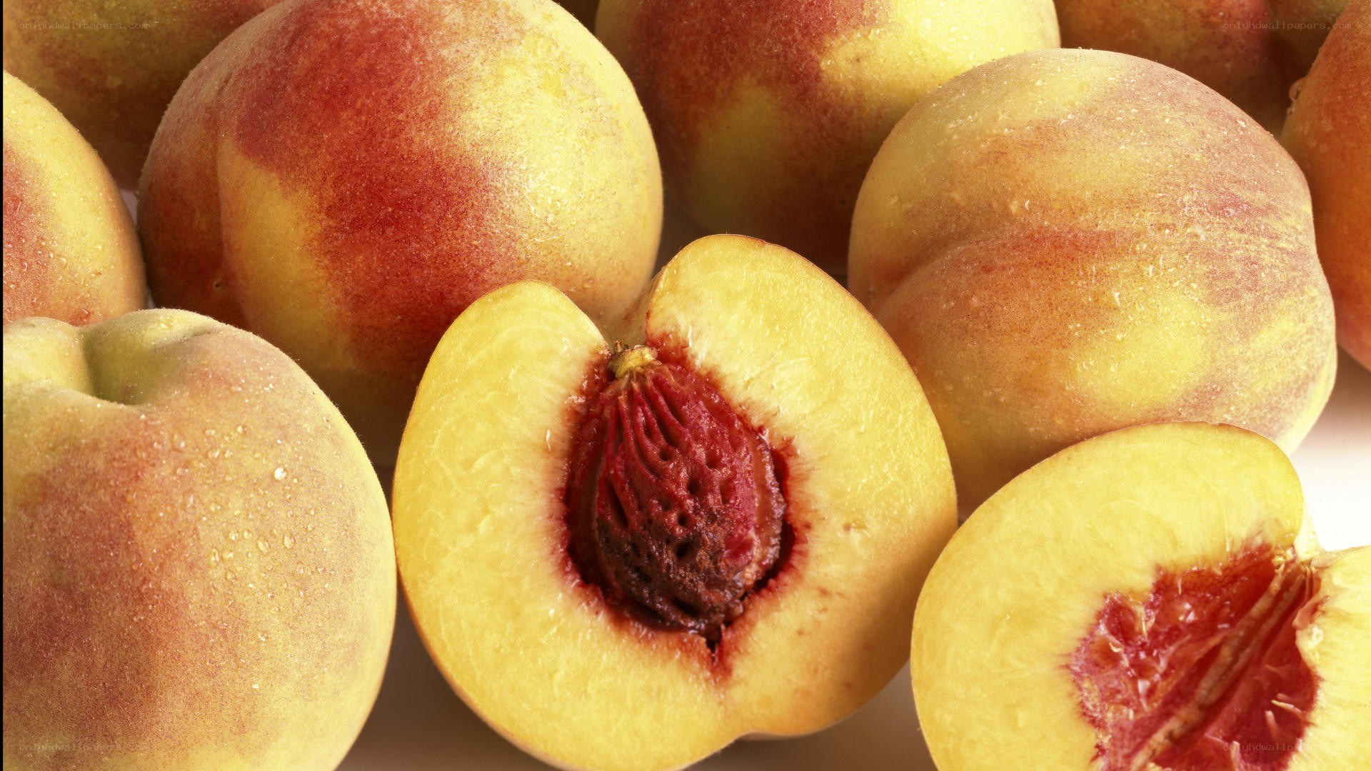 Fresh peaches and halves