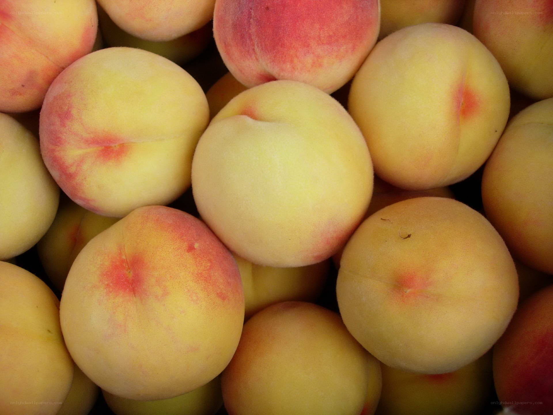 Fresh peaches in a pile