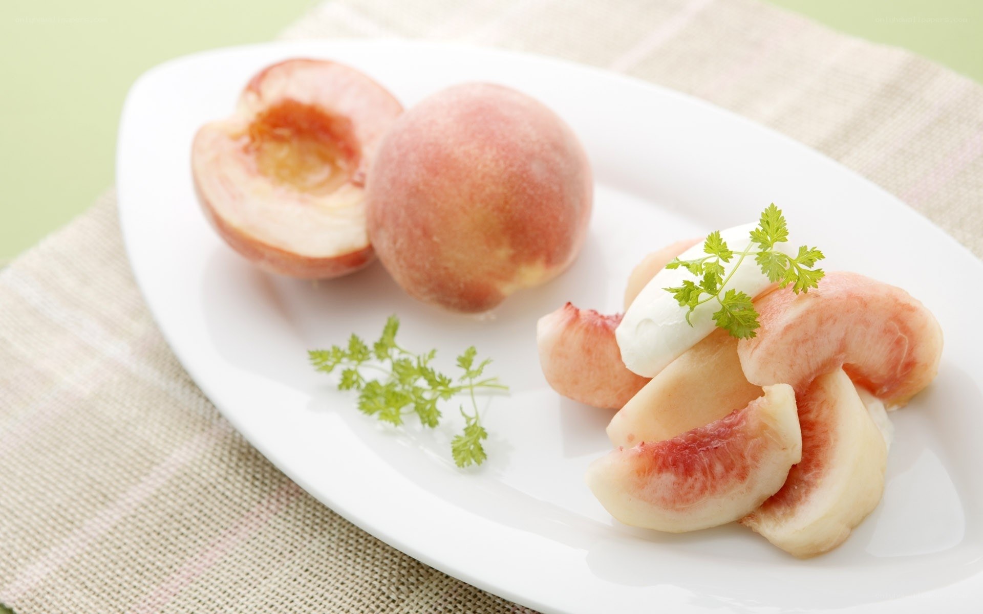 Fresh peaches on a plate