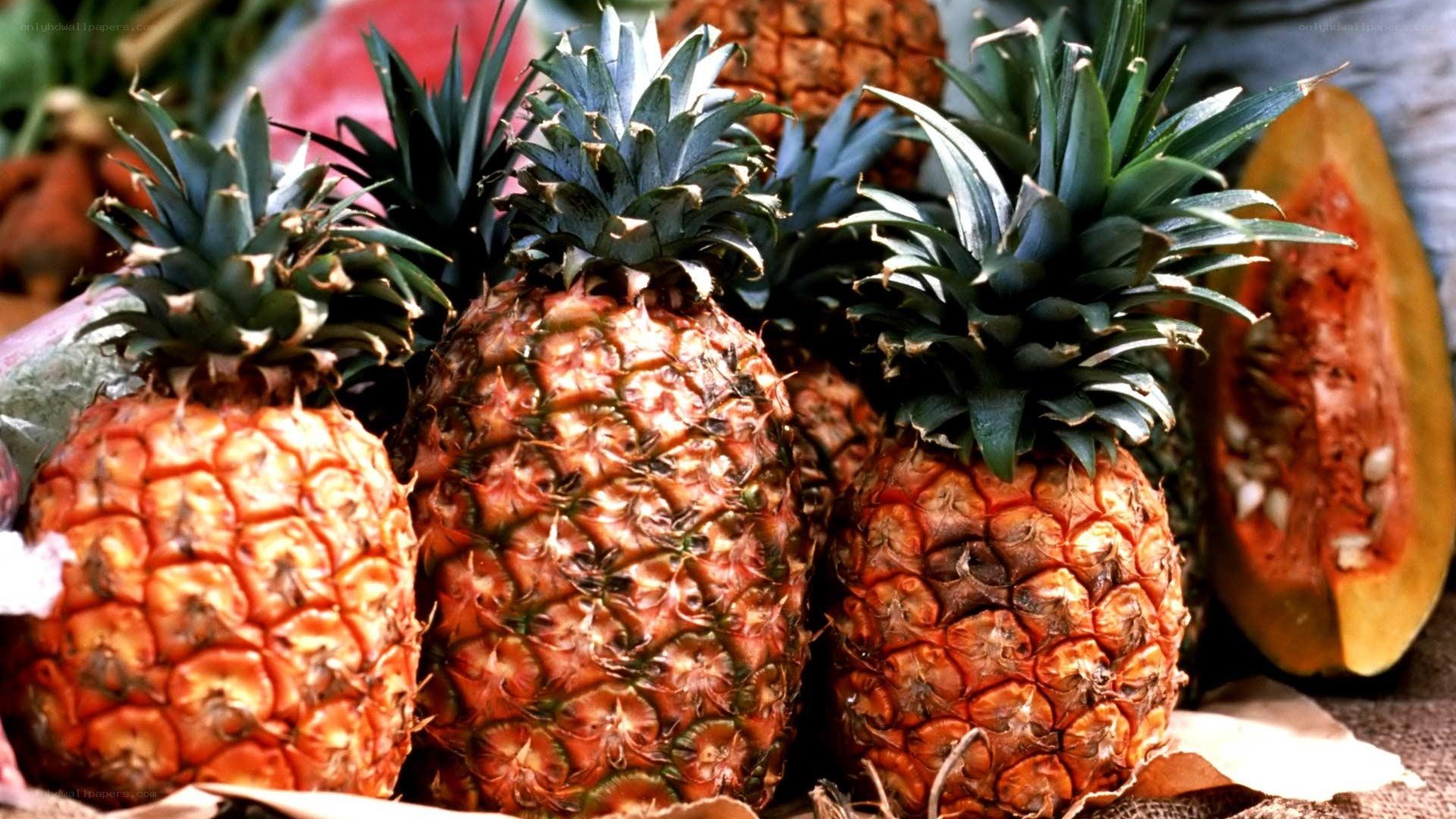 Fresh pineapples at market