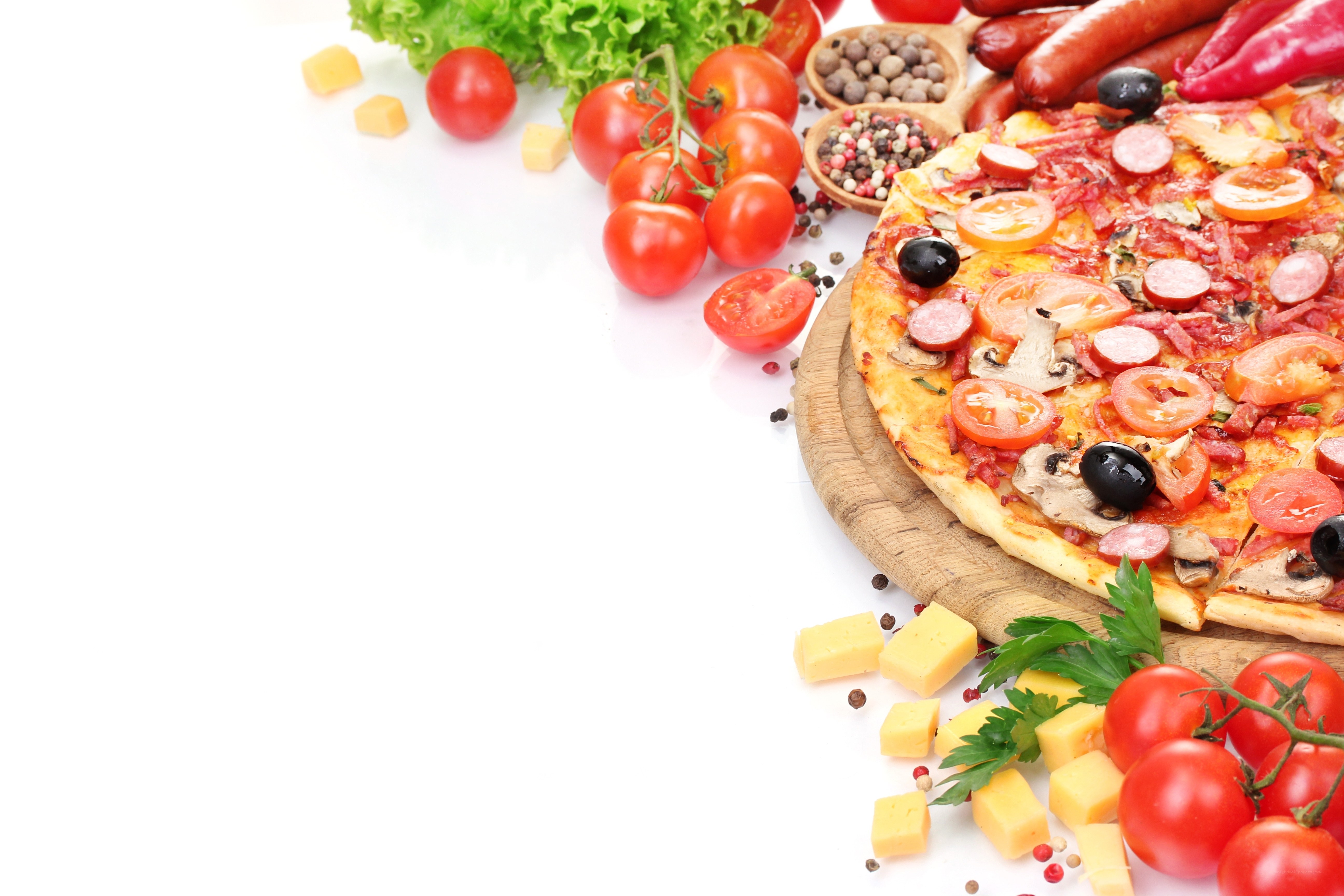 Fresh pizza with toppings