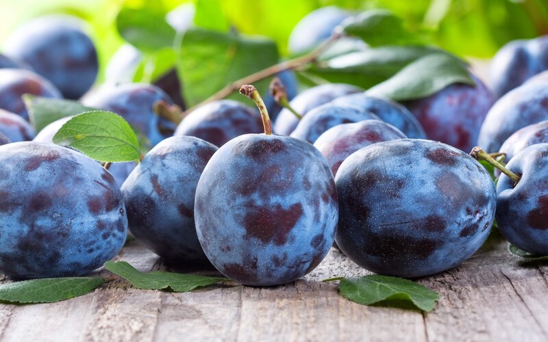 Fresh Plums on Wood