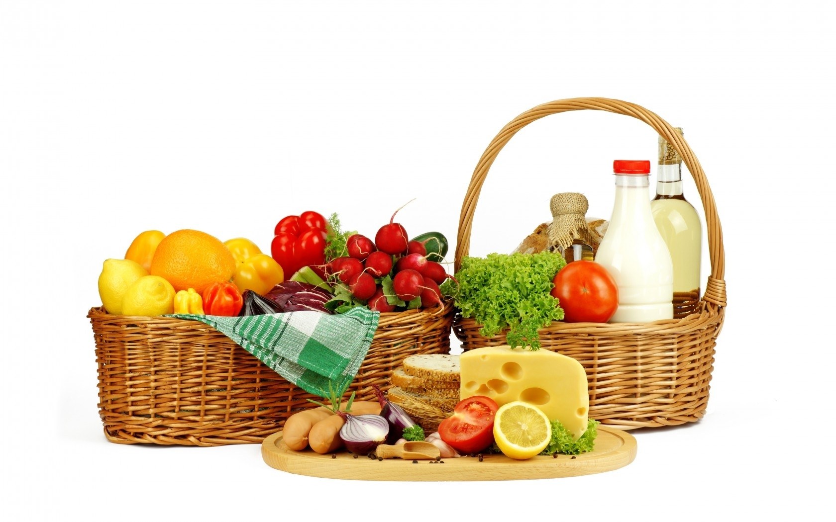 Fresh produce and cheese basket