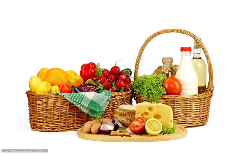 Fresh produce and dairy basket
