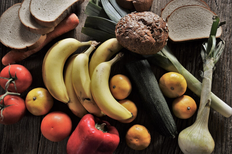 Fresh produce on wooden table