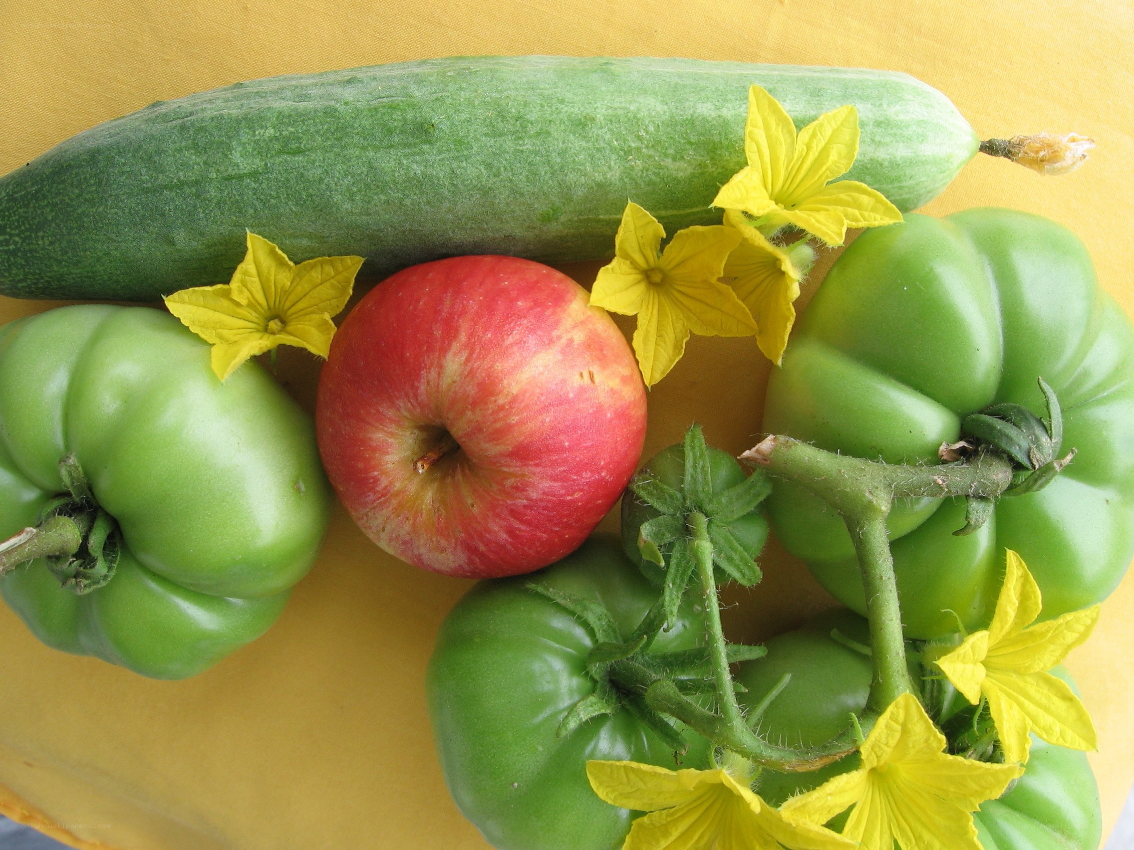 Fresh produce with flowers