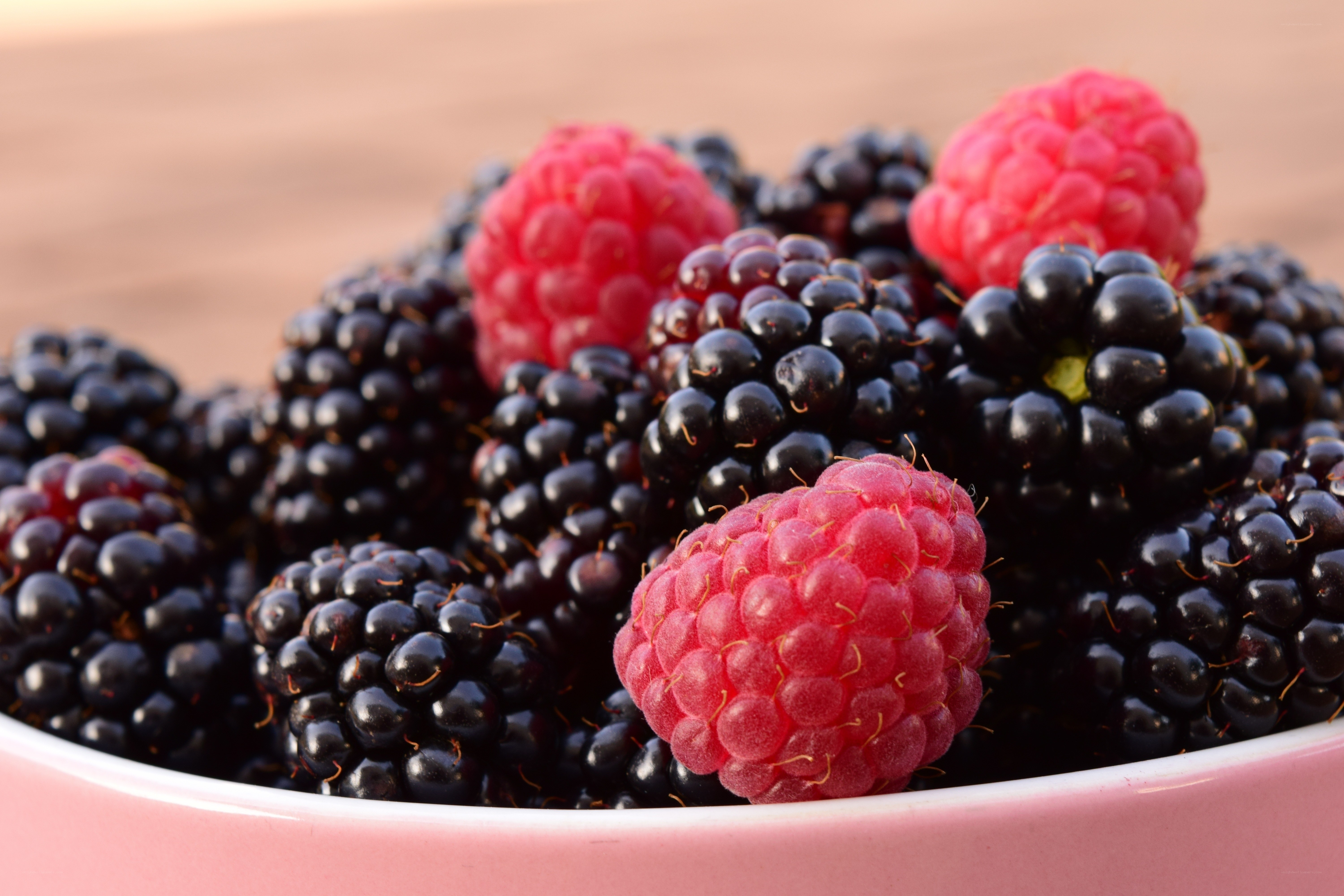 fresh raspberries and blackberries