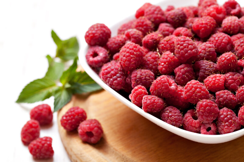 Fresh Raspberries in Bowl — Red, Photograph