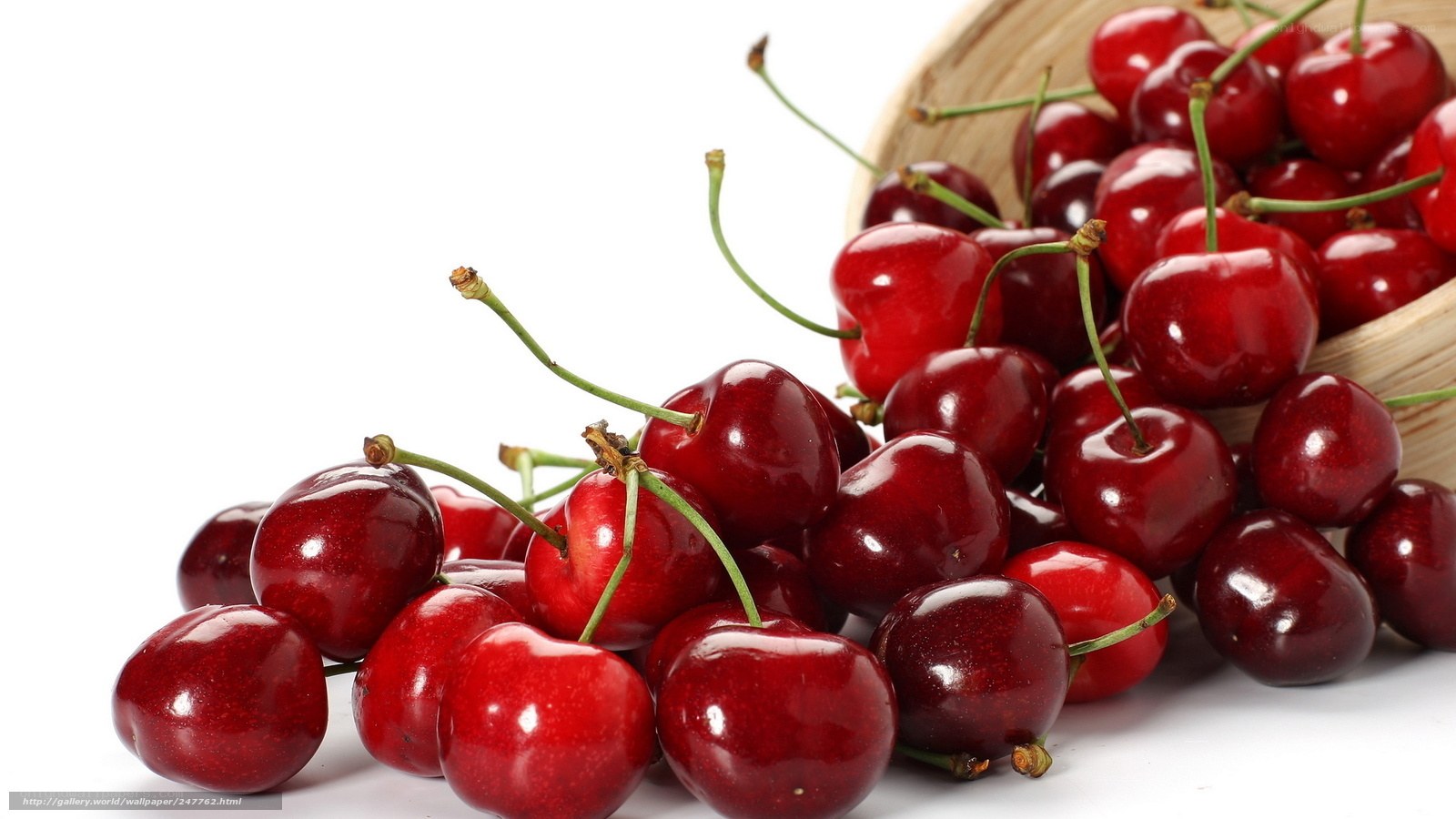 Fresh red cherries in a basket