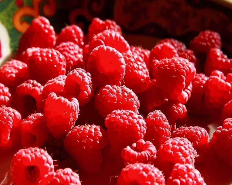 Fresh red raspberries