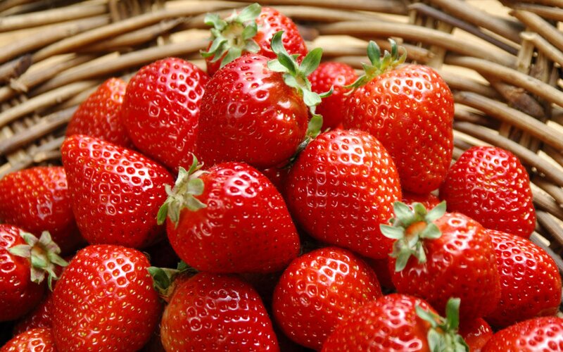 Fresh Red Strawberries — Natural, Photograph, Basket