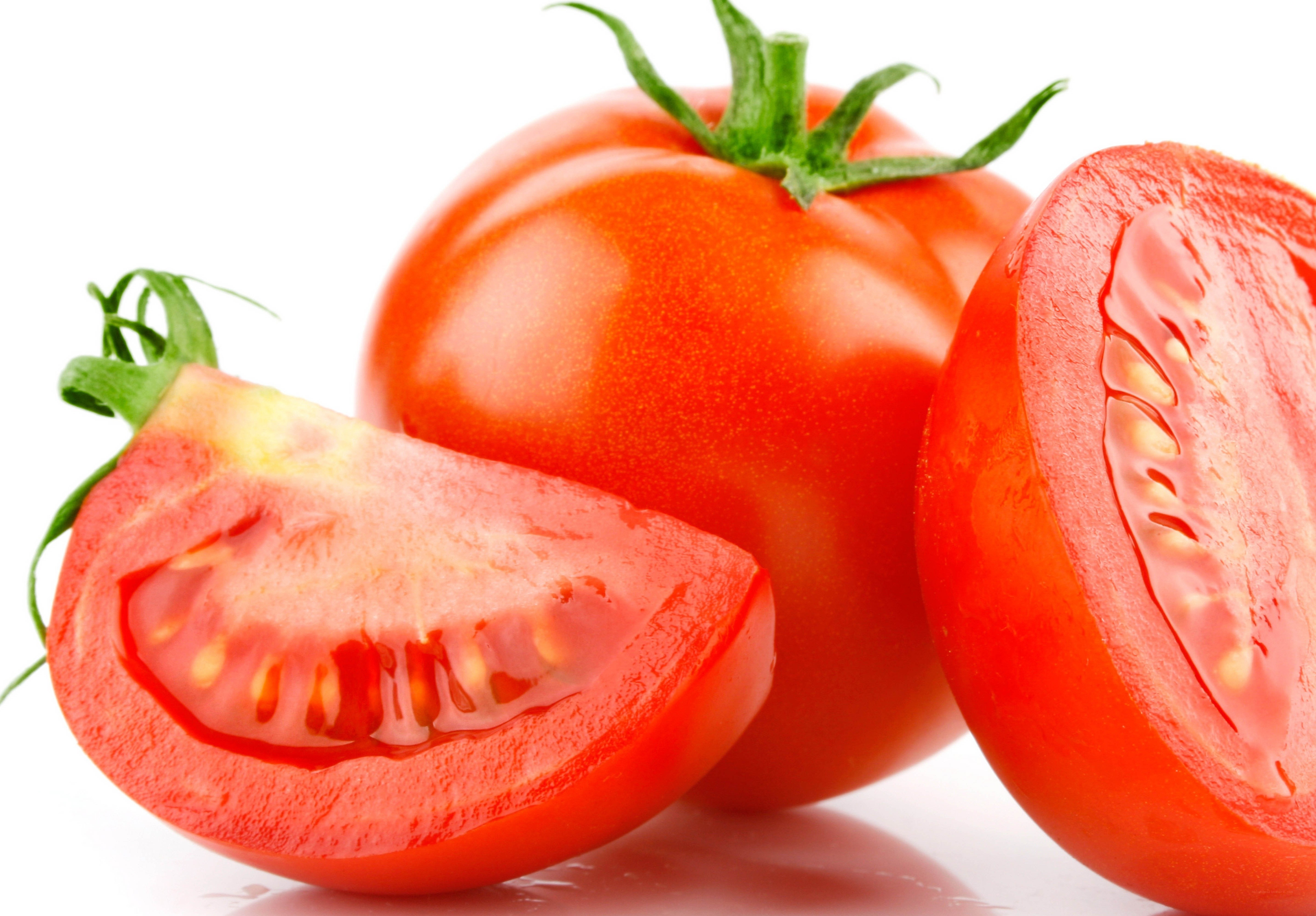 Fresh red tomatoes on white