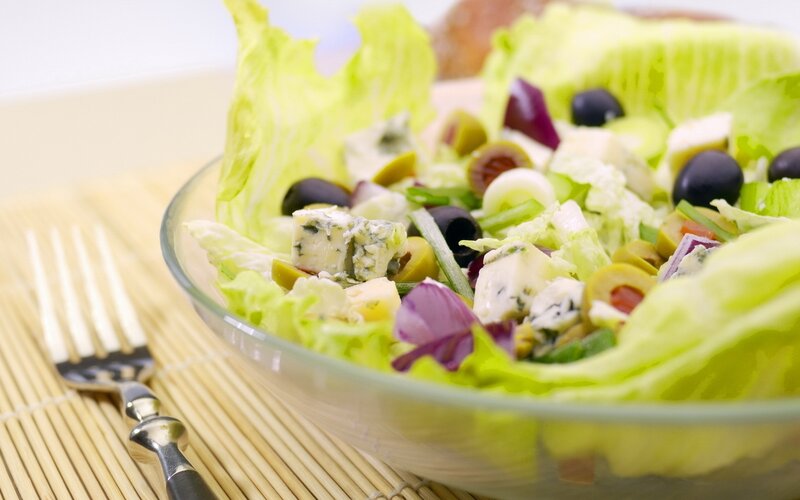 fresh salad with blue cheese