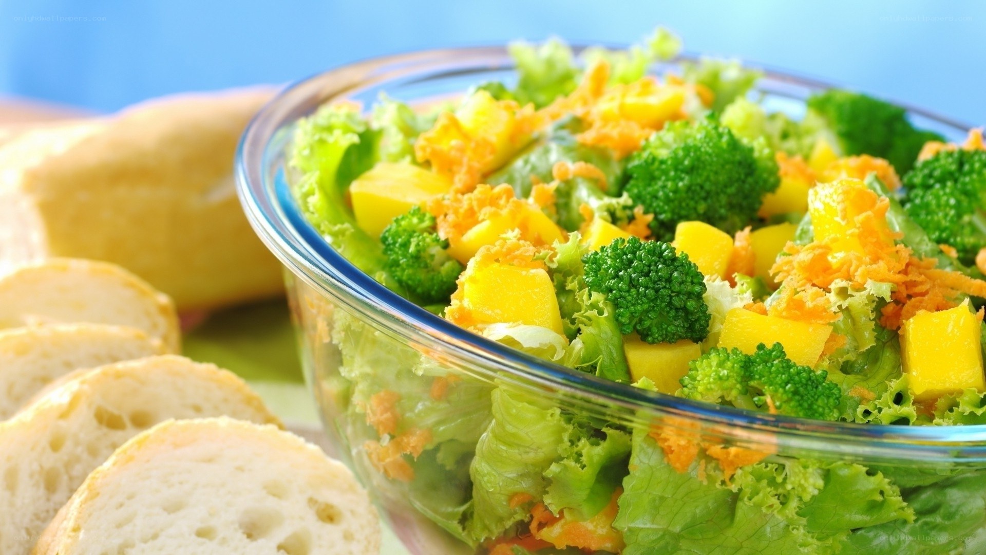 fresh salad with mango and broccoli