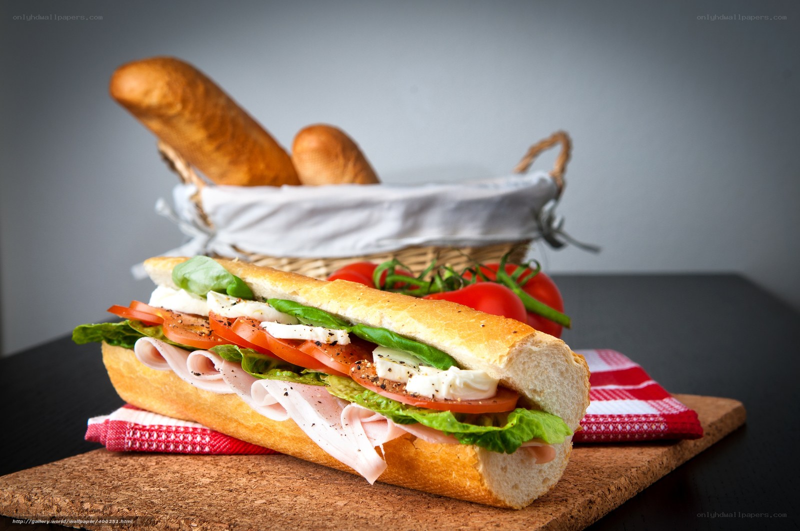 Fresh sandwich with baguette