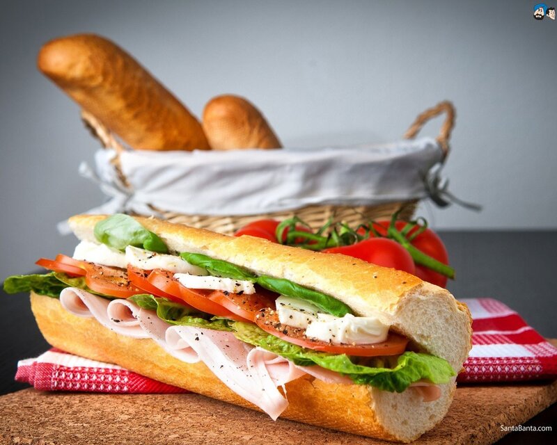 Fresh sandwich with tomatoes and mozzarella