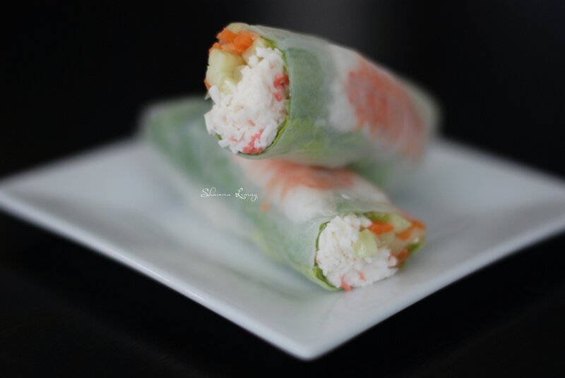 Fresh spring rolls on a plate