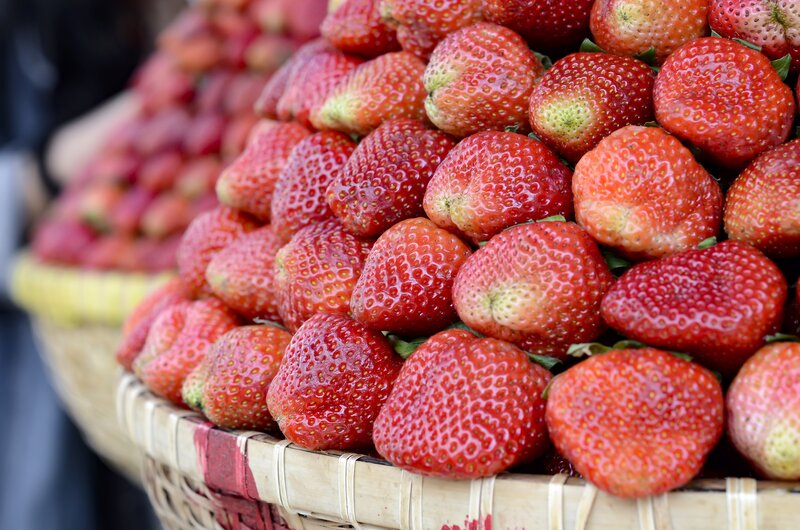 Fresh strawberries in a basket