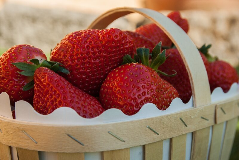 Fresh strawberries in a basket