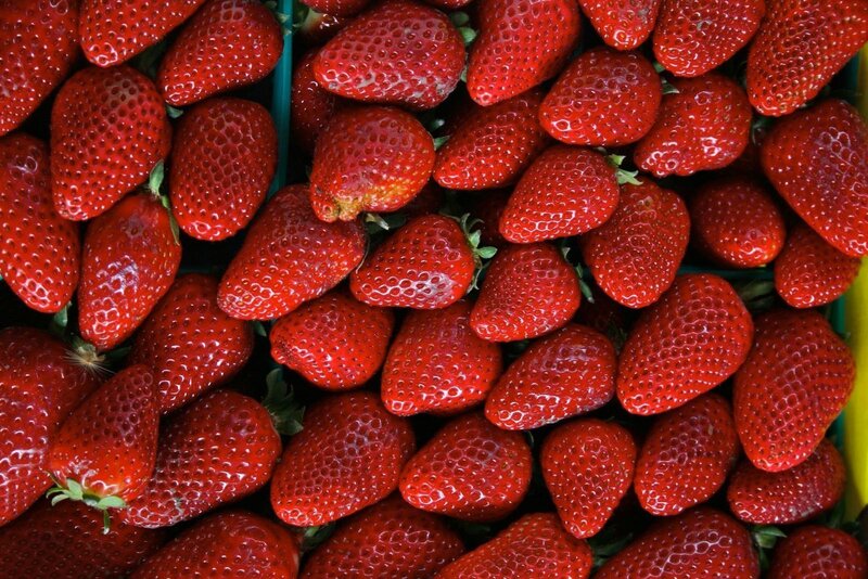 Fresh strawberries in a basket