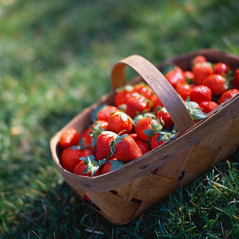 Fresh strawberries in a basket