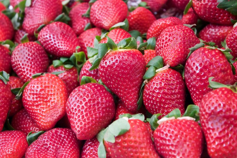 Fresh strawberries in a pile