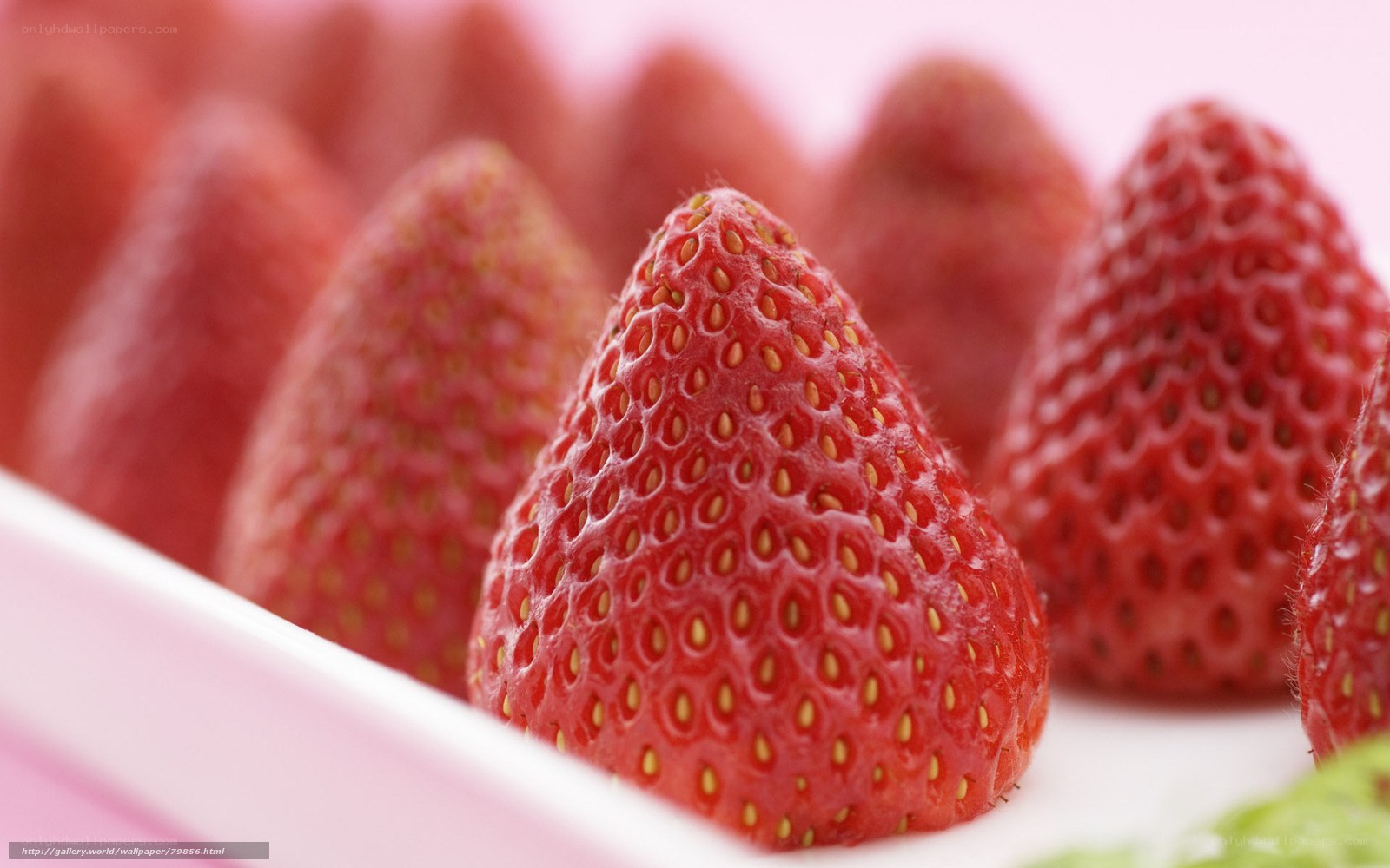 Fresh strawberries in a row
