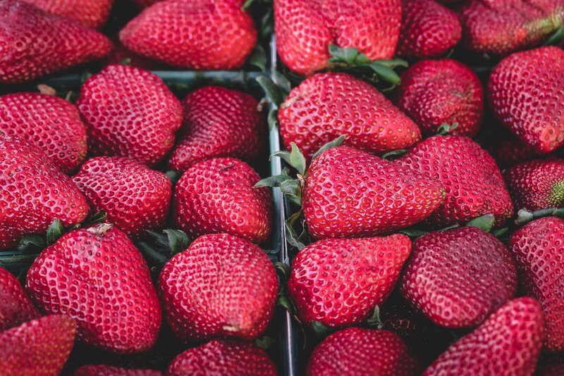 Fresh strawberries in containers